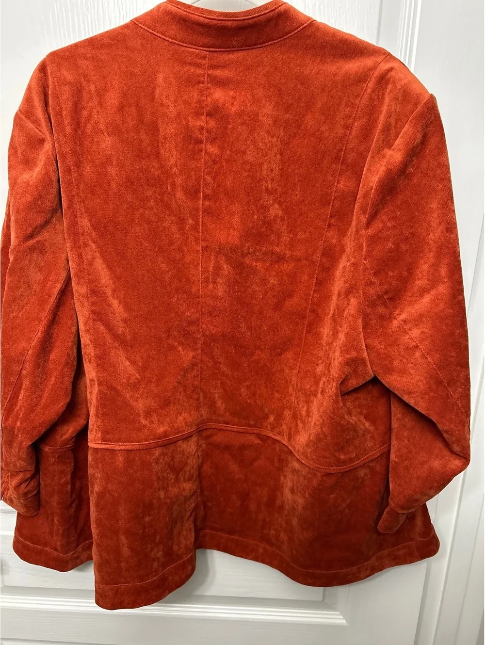 Orange Velvet Button-Up Jacket